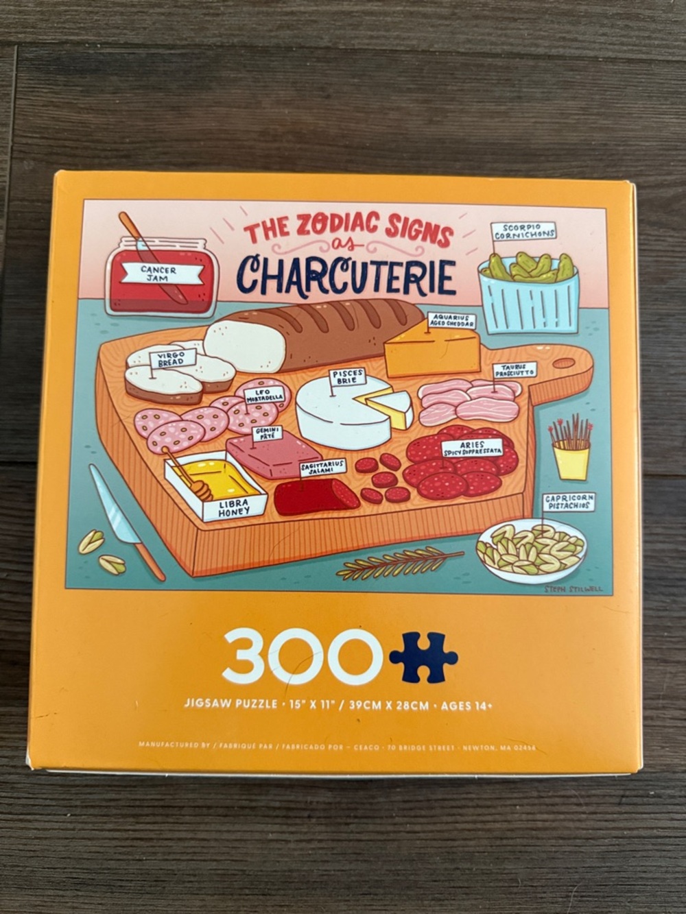 Zodiac Signs Charcuterie 300-Piece Jigsaw Puzzle - Orange Artwork